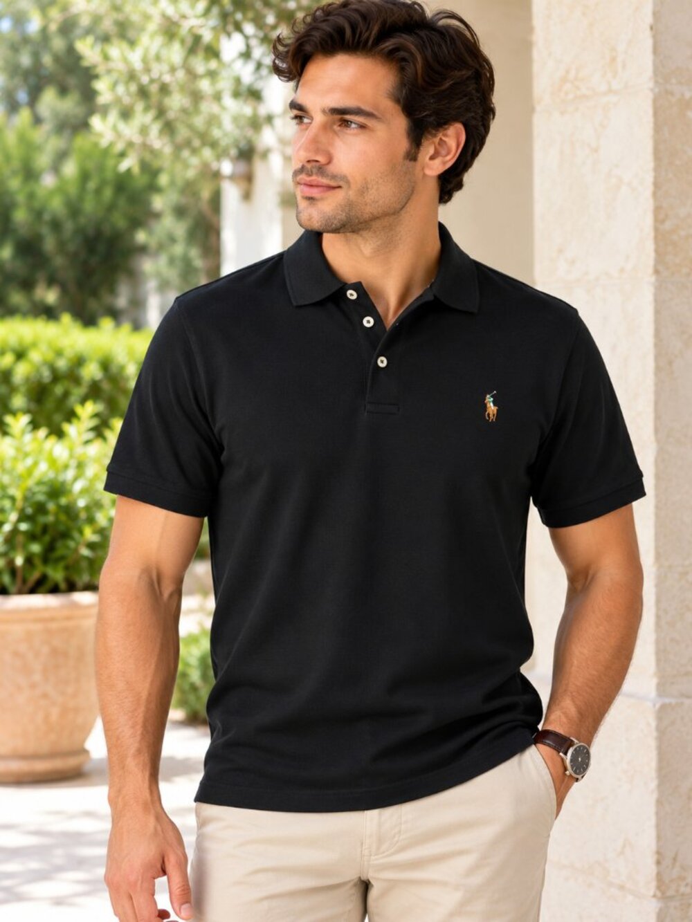 Polo Ralph Lauren Men’s Black Classic Fit Polo Shirt Size M Multicolor Pony